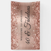 Glittery Rose Gold Foil 40 & fabulous Willkommen Banner (Vertikal)