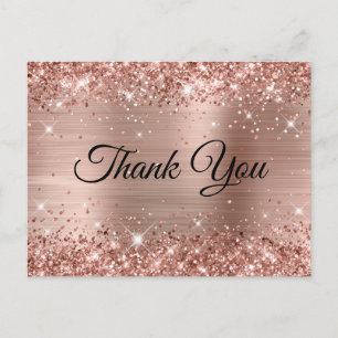 Glittery Rose Gold Foil 40. Geburtstag Vielen Dank Postkarte