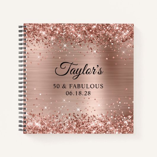 Glittery Rose Gold Foil 50 & Fabulous Guest Notizblock (Vorderseite)