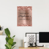 Glittery Rose Gold Foil 50. Geburtstag 18x24 Poster (Heimbüro)