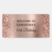 Glittery Rose Gold Foil 50. Geburtstag Banner (Horizontal)