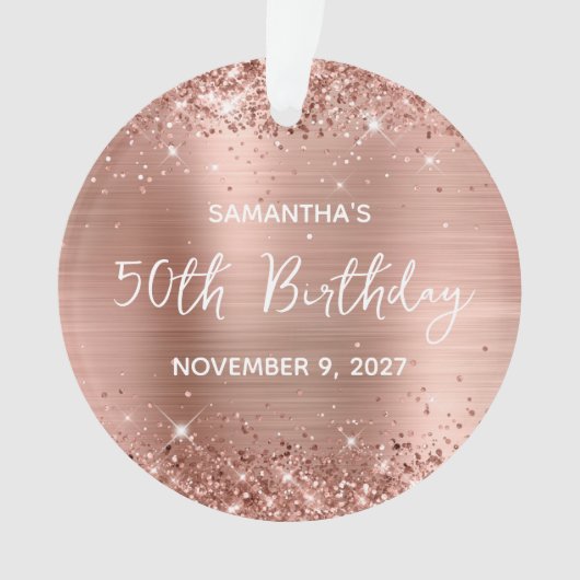 Glittery Rose Gold Foil 50. Geburtstag Ornament (Vorderseite)