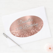 Glittery Rose Gold Foil 50. Geburtstag Ovaler Aufkleber (Umschlag)