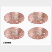 Glittery Rose Gold Foil 50. Geburtstag Ovaler Aufkleber (Blatt)