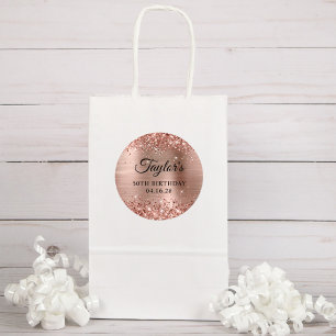 Glittery Rose Gold Foil 50. Geburtstag Runder Aufkleber