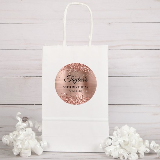 Glittery Rose Gold Foil 50. Geburtstag Runder Aufkleber