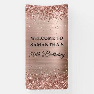 Glittery Rose Gold Foil 50. Geburtstag Vertikal Banner