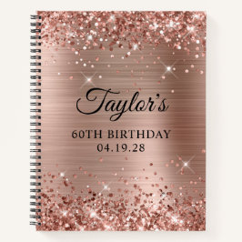 Glittery Rose Gold Foil 60. Geburtstag Gast Notizblock