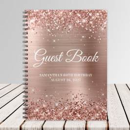 Glittery Rose Gold Foil 60. Geburtstag Gästebuch Notizblock