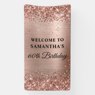 Glittery Rose Gold Foil 60. Geburtstag Vertikal Banner