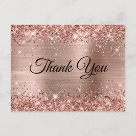 Glittery Rose Gold Foil 60. Geburtstag Vielen Dank Postkarte