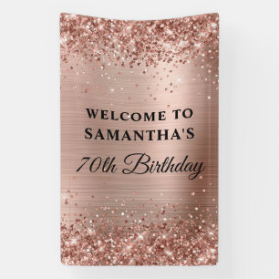 Glittery Rose Gold Foil 70. Geburtstag Vertikal Banner