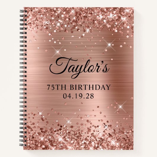 Glittery Rose Gold Foil 75. Geburtstag Gast Notizblock (Vorderseite)
