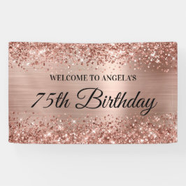 Glittery Rose Gold Foil 75. Geburtstag Willkommen Banner