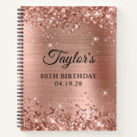 Glittery Rose Gold Foil 80th Birthday Guest Notizblock<br><div class="desc">Erstellen Sie Ihr eigenes 80. Geburtstagsgestalterdesign auf einem leeren Notebook. Girly Imitate funkelnd Rose Gold Glitzer auf der oberen und unteren Kante, über einem Imitat rosa rot Rose Gold gebürstete Metall Stil glänzende Folie. Passen Sie die Stile des Schriftartes an, um Ihr eigenes Gästebuch zu kreieren. Eine klassische, elegante Kalligraphie...</div>