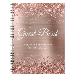 Glittery Rose Gold Foil Baby Showbook Notizblock