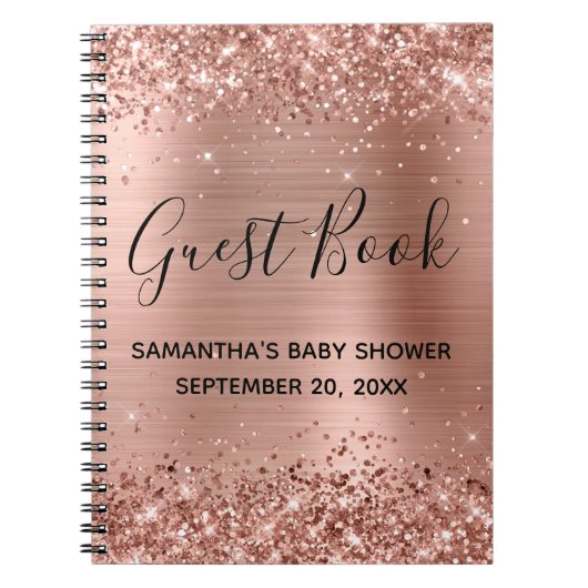 Glittery Rose Gold Foil Baby Showbook Notizblock (Vorderseite)