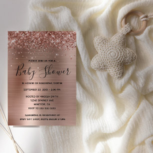Glittery Rose Gold Foil Babydusche Einladung