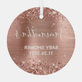 Glittery Rose Gold Foil Babydusche Ornament Aus Glas (Rückseite)