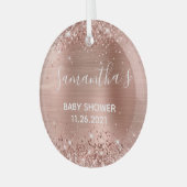 Glittery Rose Gold Foil Babydusche Ornament Aus Glas (Vorderseite links)
