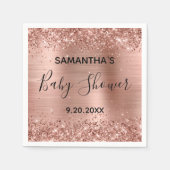 Glittery Rose Gold Foil Babydusche Serviette (Vorderseite)
