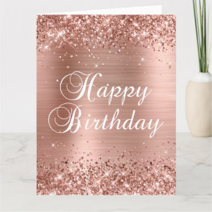 Glittery Rose Gold Foil Big Happy Geburtstag Karte