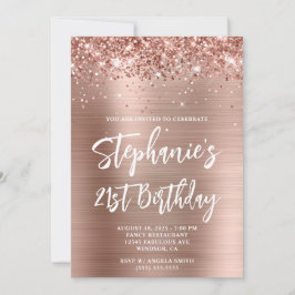 Glittery Rose Gold Foil Bold 21. Geburtstag Einladung