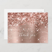 Glittery Rose Gold Foil Curly Script Vielen Dank Postkarte (Vorne/Hinten)
