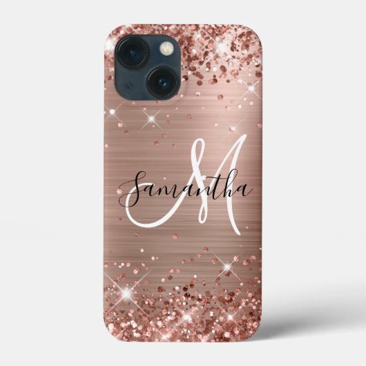 Glittery Rose Gold Foil Elegantes Monogramm Case-Mate iPhone Hülle (Rückseite)
