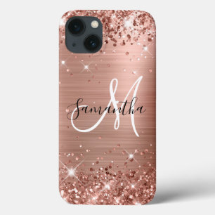 Glittery Rose Gold Foil Elegantes Monogramm Case-Mate iPhone Hülle