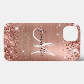 Glittery Rose Gold Foil Elegantes Monogramm Case-Mate iPhone Hülle (Rückseite (Horizontal))