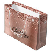 Glittery Rose Gold Foil Extravagant Monogram Viele Große Geschenktüte (Vorderseite Schrägansicht)
