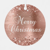 Glittery Rose Gold Foil Frohe Weihnachten Ornament Aus Metall (Vorderseite)