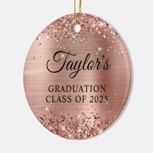 Glittery Rose Gold Foil Graduation Keramik Ornament (Links)