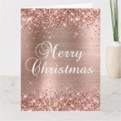 Glittery Rose Gold Foil Große Weihnachten Karte (Vorderseite)