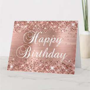 Glittery Rose Gold Foil Happy Birthday von der Gru Karte