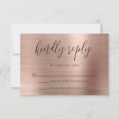 Glittery Rose Gold Foil Kindly Antwort Hochzeit (Vorderseite)