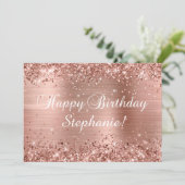 Glittery Rose Gold Foil Klassisches Glück Geburtst Karte (Stehend Vorderseite)