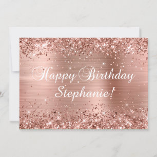 Glittery Rose Gold Foil Klassisches Glück Geburtst Karte
