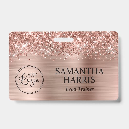 Glittery Rose Gold Foil Logo Ausweis (Front)