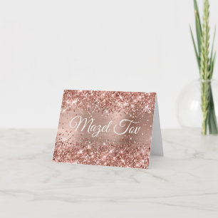 Glittery Rose Gold Foil Mazel Tov Karte