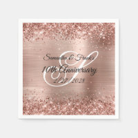 Glittery Rose Gold Foil Monogram 10 Jahre