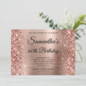 Glittery Rose Gold Foil Monogram 60. Geburtstag Einladung (Stehend Vorderseite)