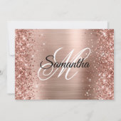 Glittery Rose Gold Foil Monogram 60. Geburtstag Einladung (Rückseite)