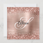 Glittery Rose Gold Foil Monogram Graduation Party Einladung (Rückseite)