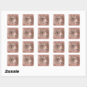 Glittery Rose Gold Foil Niedliches Herz signierte Quadratischer Aufkleber (Blatt)