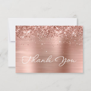 Glittery Rose Gold Foil Stilistische Schrift Gebur Dankeskarte