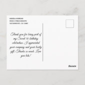 Glittery Rose Gold Foil Sweet 16 Vielen Dank Postkarte (Rückseite)