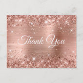 Glittery Rose Gold Foil Sweet 16 Vielen Dank Postkarte (Vorderseite)