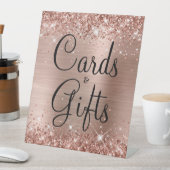 Glittery Rose Gold Foil Wedding Cards & Gifts Sockelschild (In Situ)